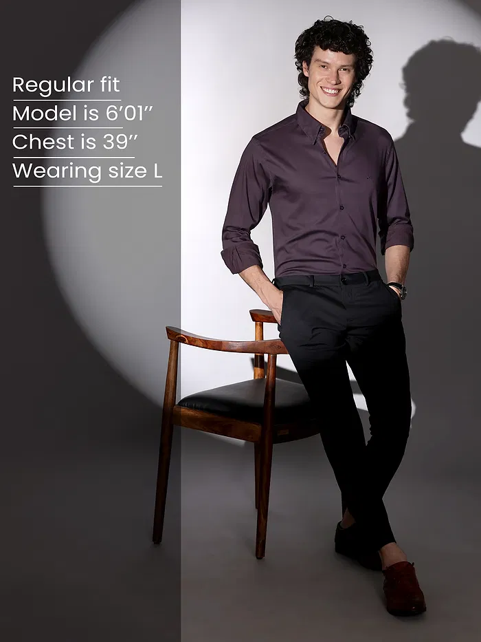 shop mens Dark Wine Satin Shirt - Beyoung