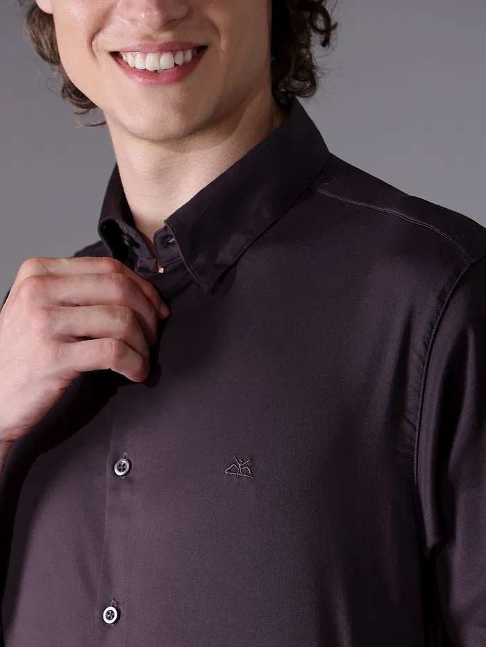 Buy mens Dark Wine Satin Shirt - Beyoung