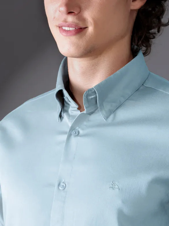 Light Blue Satin Shirt