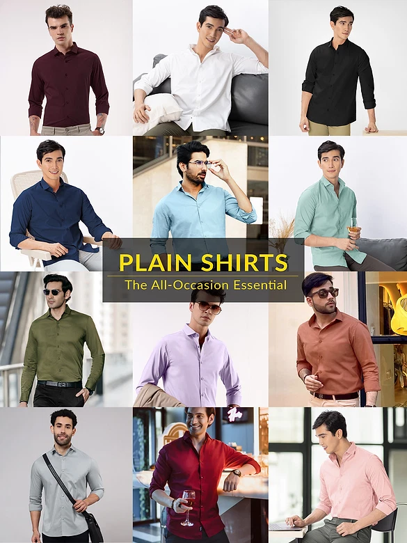 Pick Any 3 - Plain Cotton Solid Shirts Combos