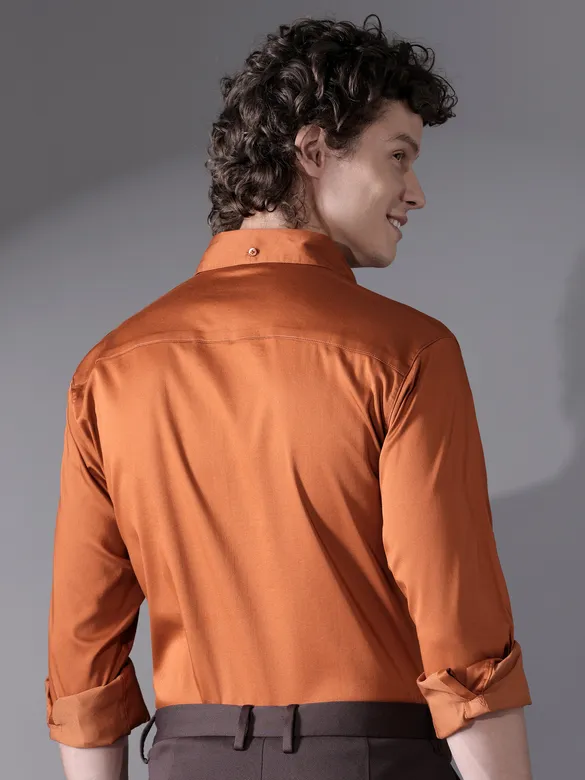 Rust Orange Satin Shirt