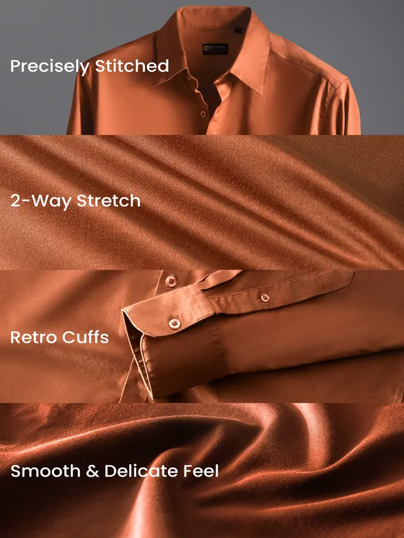 Rust Orange Satin Shirt | Beyoung