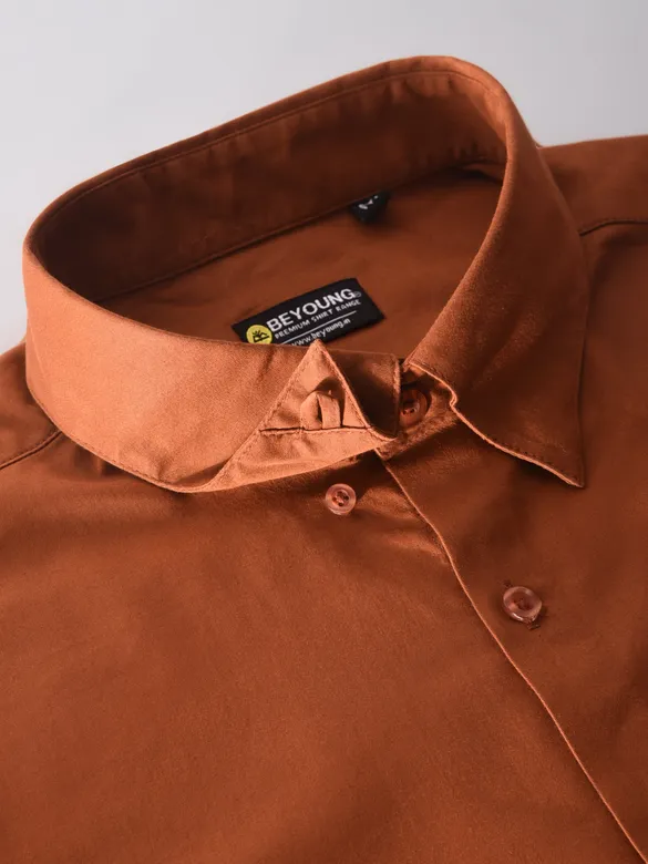 Rust Orange Satin Shirt