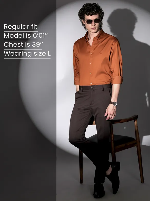 Shop Rust Orange Satin Shirt