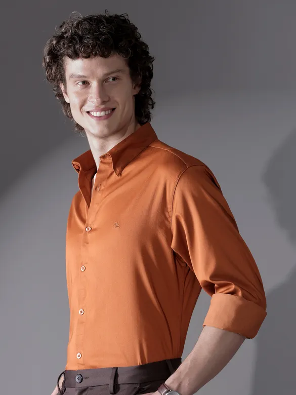 Rust Orange Satin Shirt