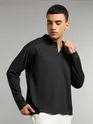 Black Revere Neck Full Sleeve Polo