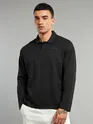 Black Revere Neck Full Sleeve Polo
