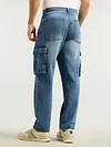 Blue Denim Zipper Pocket Cargo Pants