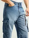 Blue Denim Zipper Pocket Cargo Pants