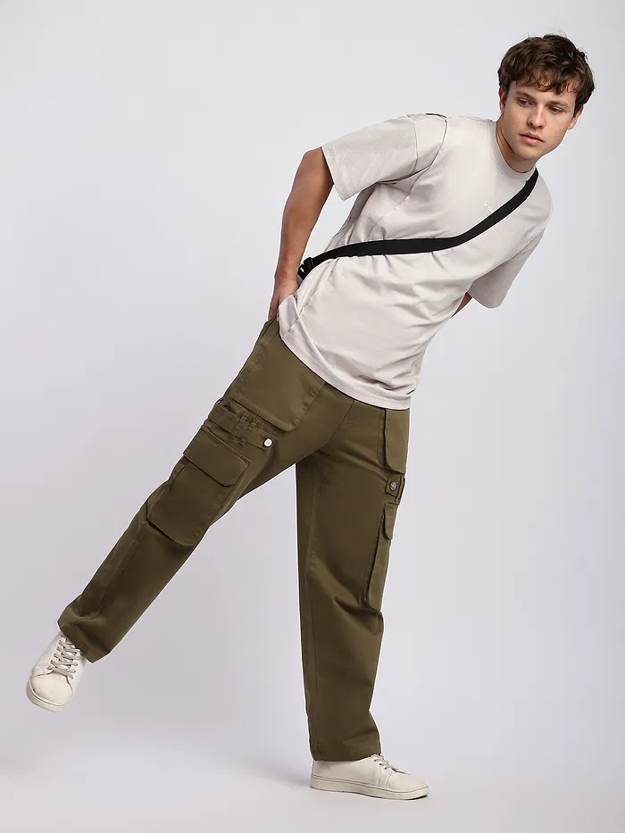 Brown Belt Loop Cargo Pants