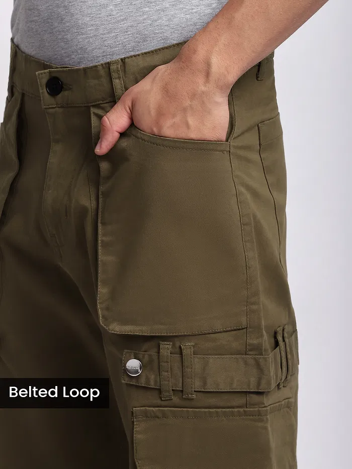 Brown Belt Loop Cargo Pants