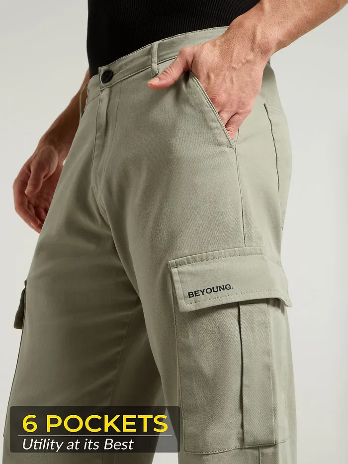 Clay Beige Cotton Cargo Pants