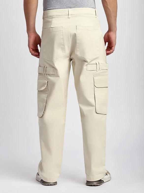 Cream Belt Loop Cargo Pants