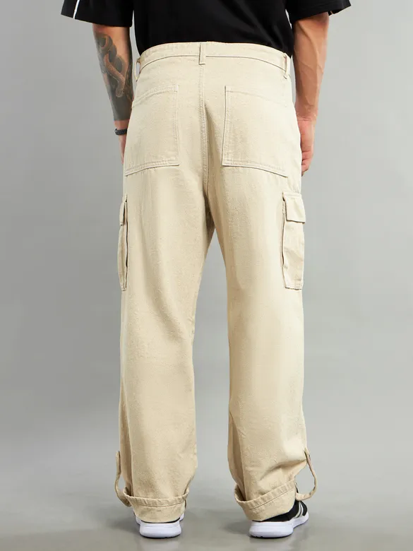 Cream Cotton Cargo Pants