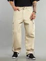 Cream Cotton Cargo Pants