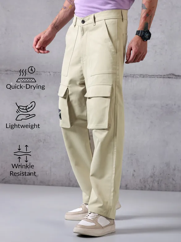 Cream Utility Cargo Pant for Men