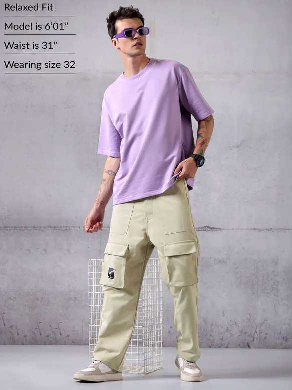 Cream Utility Cargo Pant for Men