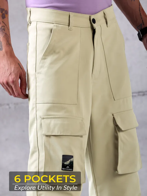 Cream Utility Cargo Pant for Men
