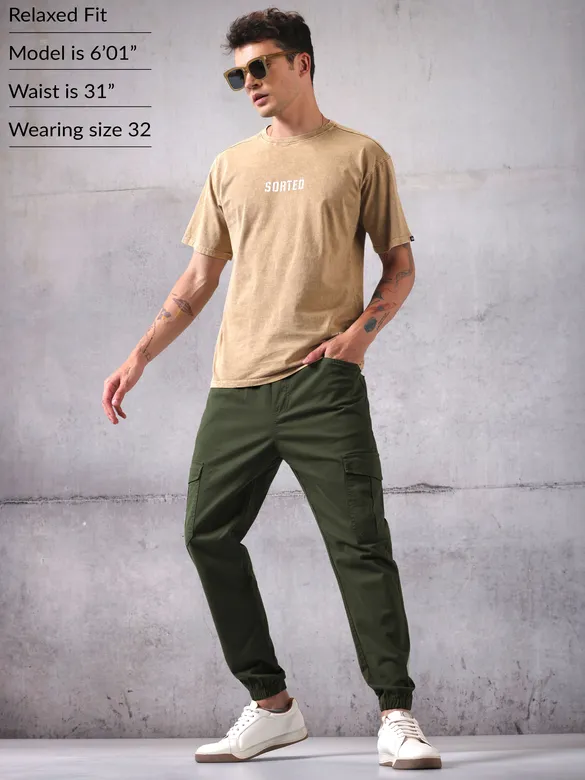 Crocodile Green Men?s Cargo Jogger Pants