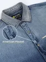 Dark Blue Ombre Denim Shirt For Men