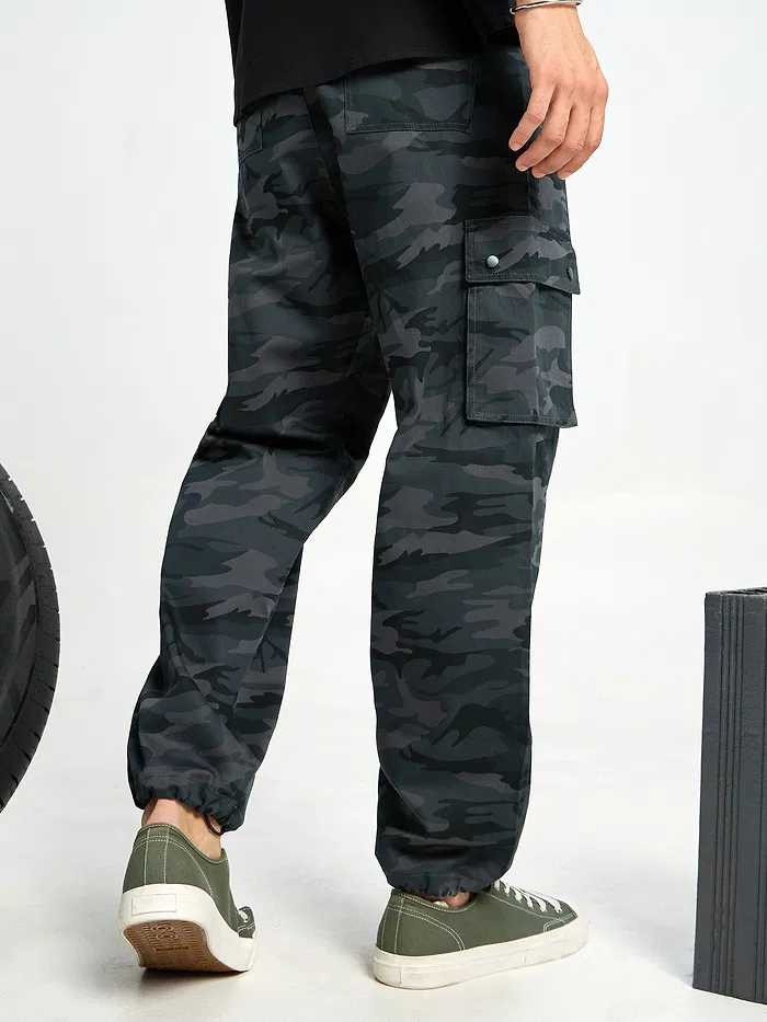 Dark Grey Camo Cargo Pants for Men