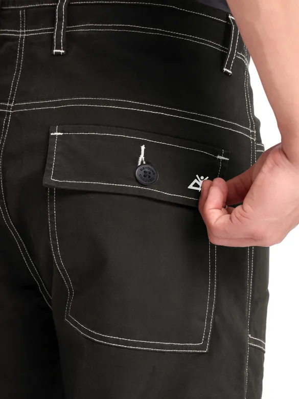 Dark Grey Contrast Stitch Cargo Pants for Men