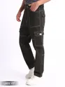 Dark Grey Contrast Stitch Cargo Pants for Men