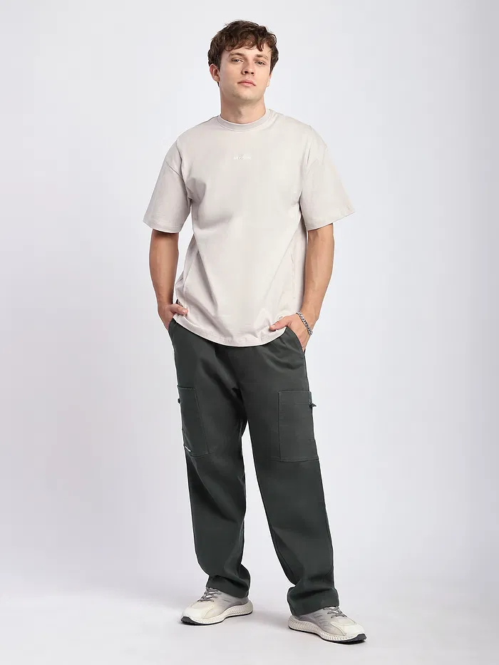 Dark Grey Elasticated Cargo Pants