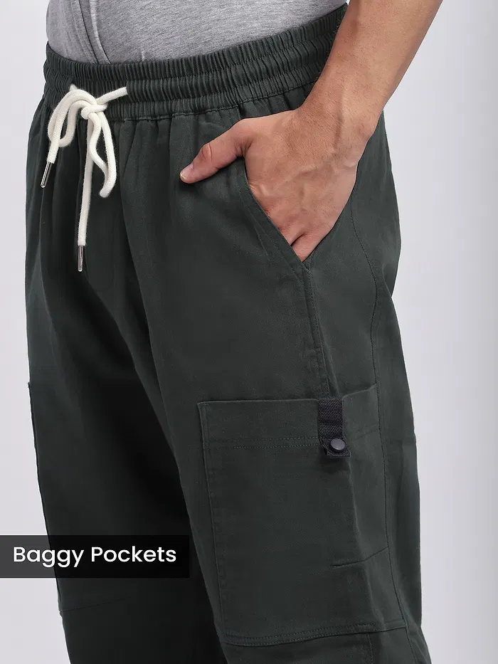 Dark Grey Elasticated Cargo Pants
