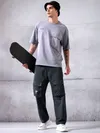 Dark Grey Utility Cargo Pants for Men