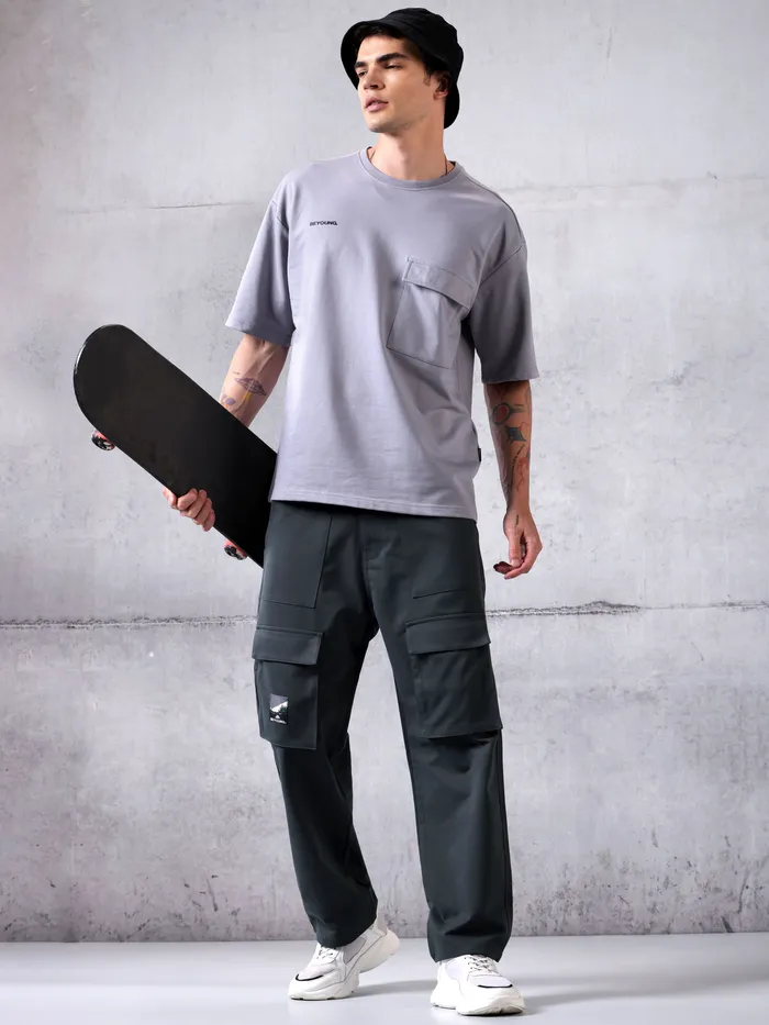 Dark Grey Utility Cargo Pants for Men
