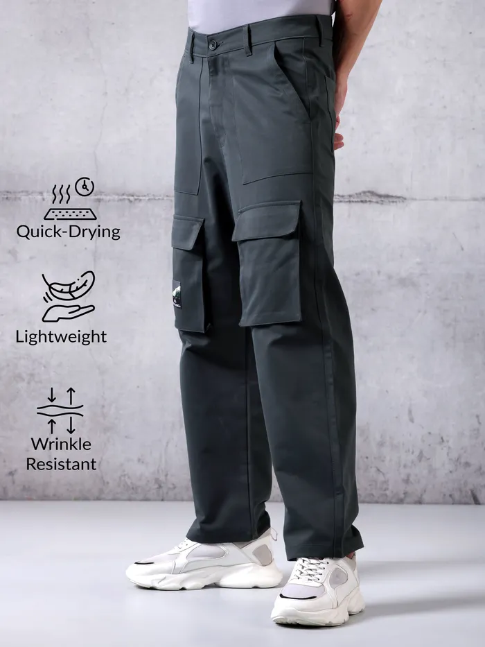 Dark Grey Utility Cargo Pants for Men