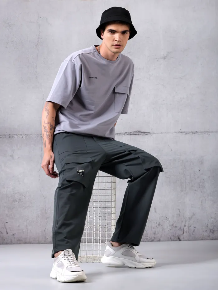 Dark Grey Utility Cargo Pants for Men