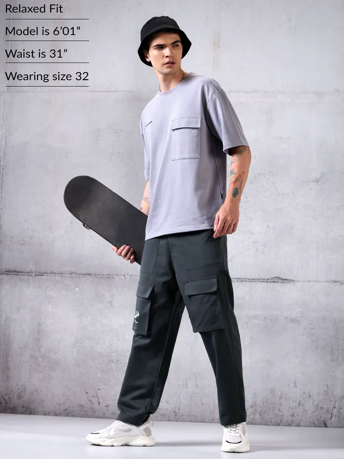 Dark Grey Utility Cargo Pants for Men