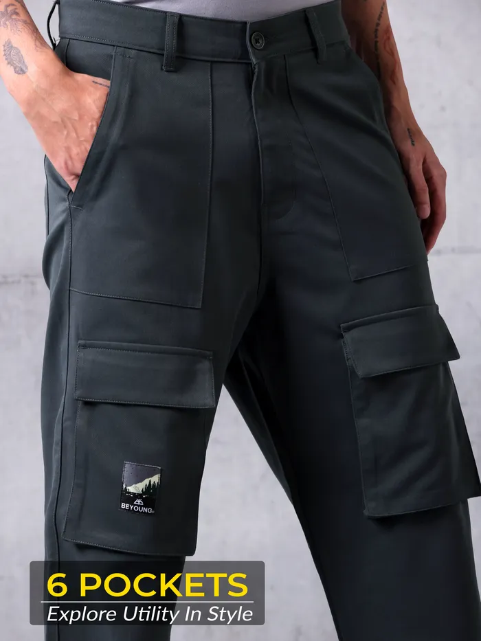 Dark Grey Utility Cargo Pants for Men