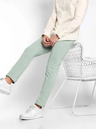 Faded Green Linen Pants for Men, 