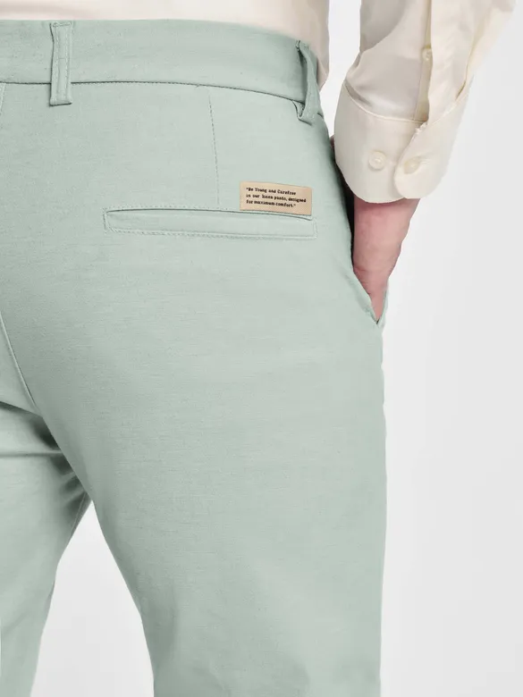 Faded Green Linen Pants for Men