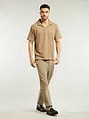 Golden Brown Lapel Collar Polo T-Shirt