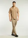 Golden Brown Lapel Collar Polo T-Shirt