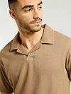 Golden Brown Lapel Collar Polo T-Shirt