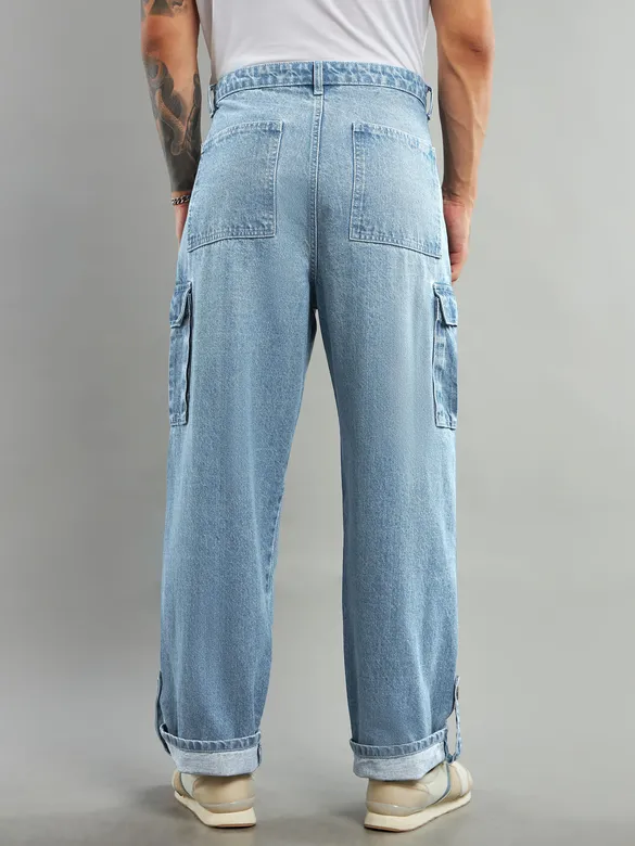 Light Blue Cotton Cargo Pants