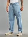 Light Blue Cotton Cargo Pants