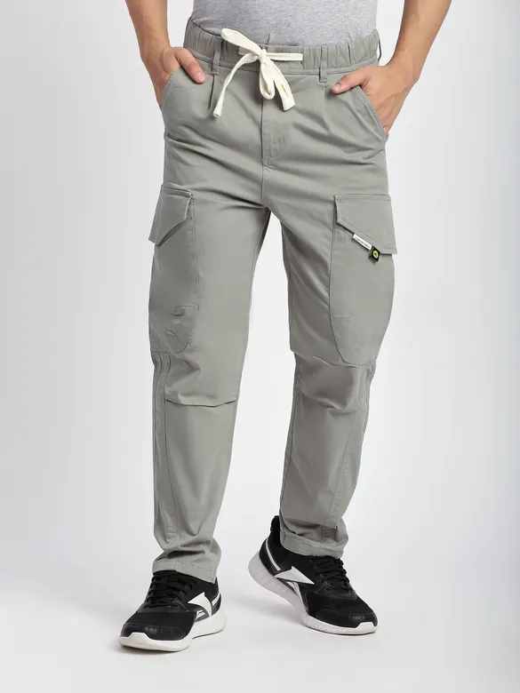 Light Grey Cut and Sew Cargo Pants