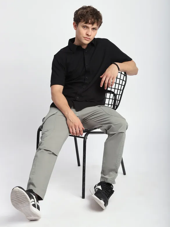 Light Grey Cut and Sew Cargo Pants