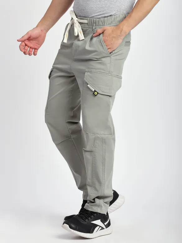 Light Grey Cut and Sew Cargo Pants