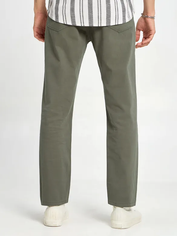 Light Olive Green Regular-fit Chino Pants