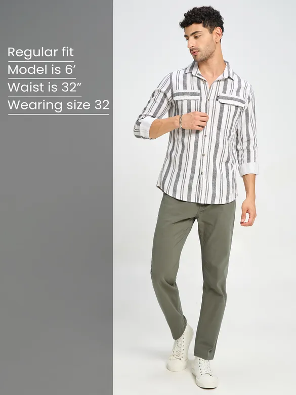 Light Olive Green Regular-fit Chino Pants