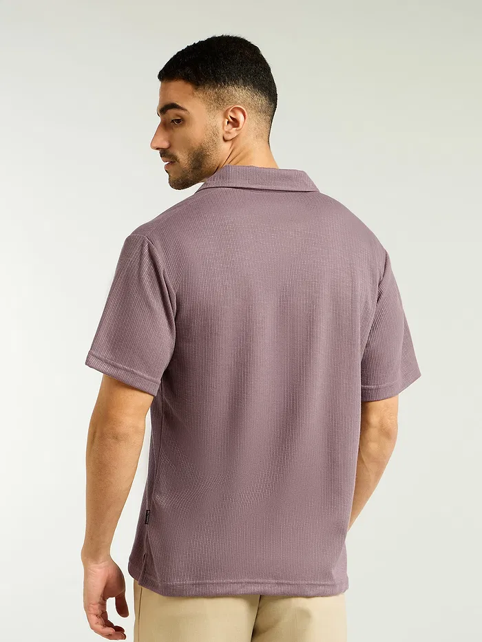 Mauve Pink Lapel Collar Polo T-Shirt