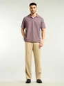 Mauve Pink Lapel Collar Polo T-Shirt