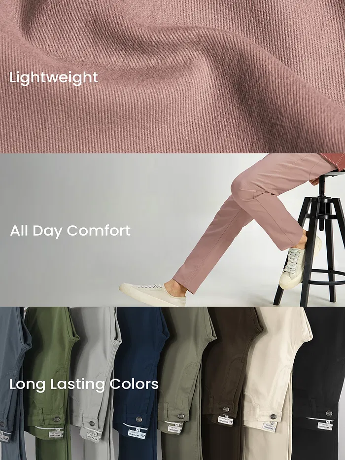 Mauve Pink Regular-fit Chino Pants